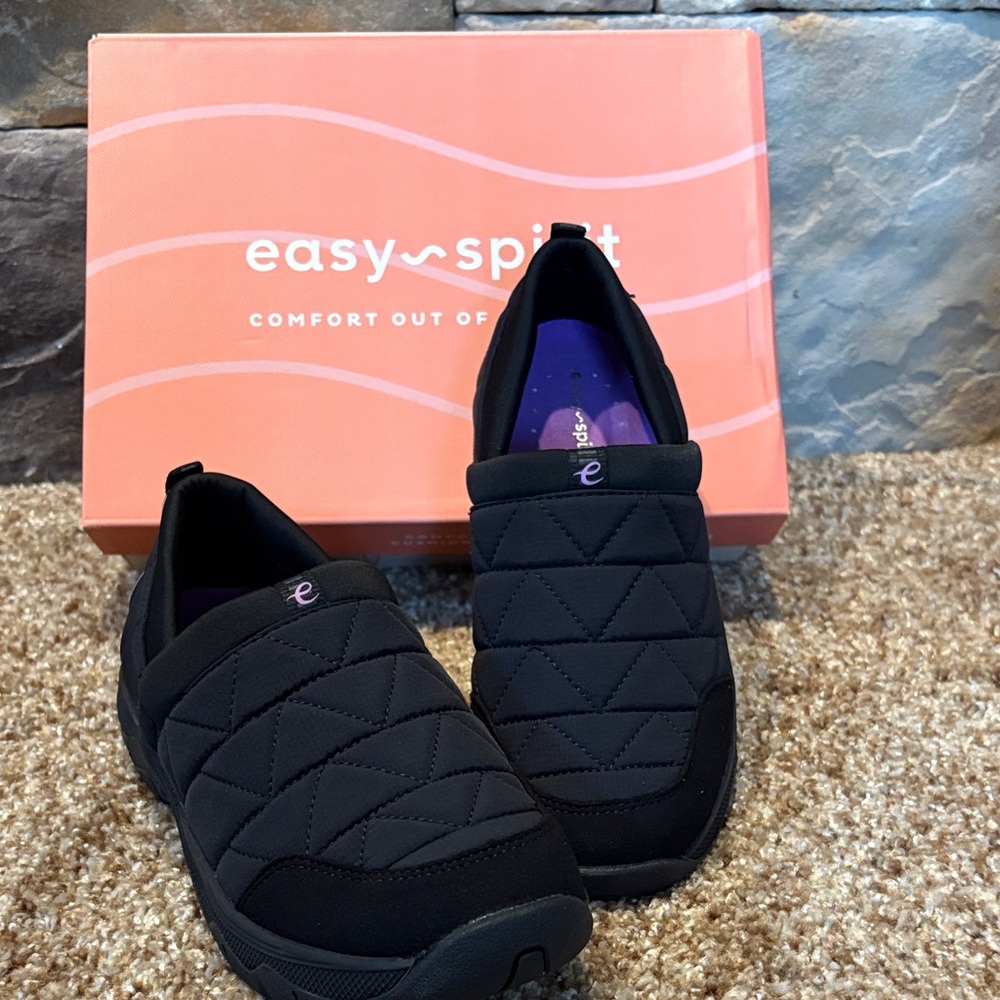 Easy Spirit Tiffin 2 Black Quilted Slip-On Sneakers